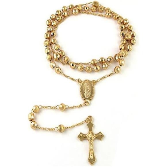 Rosary  Jewelers 24" Gold Plated Rosary Necklace - Picture 1 of 1